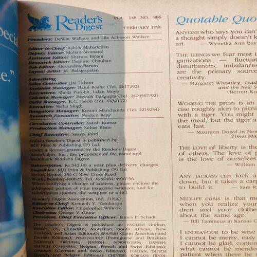 Reader's Digest . Edition :- ( Feb - 1996 ).