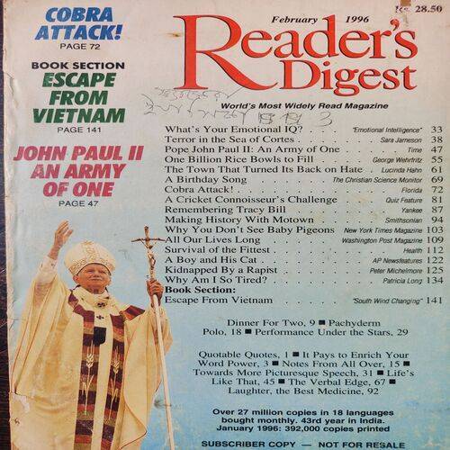 Reader's Digest . Edition :- ( Feb - 1996 ).
