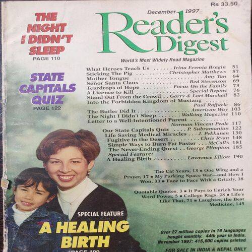 Reader's Digest . Edition :- ( Dec - 1997 ). Back Cover Missing .