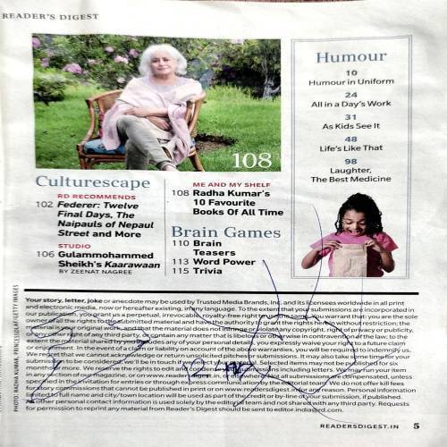 Reader's Digest (June 2024) Front page half part and back cover is missing.