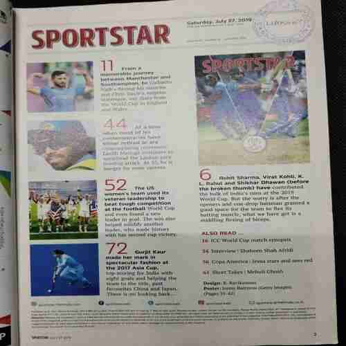 Sportstar (Saturday , July 27 , 2019) Poster Missing