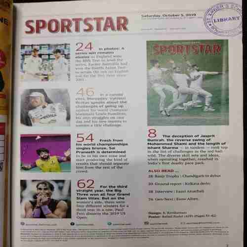 Sportstar (Saturday ,October 5 , 2019 ) Poster Missing