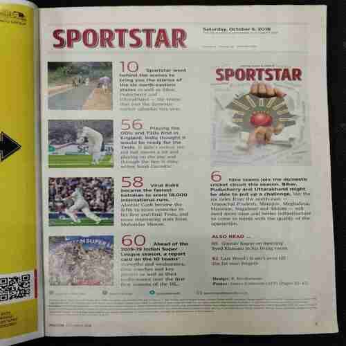 Sportstar (Saturday ,October 6,2018) Poster Missing