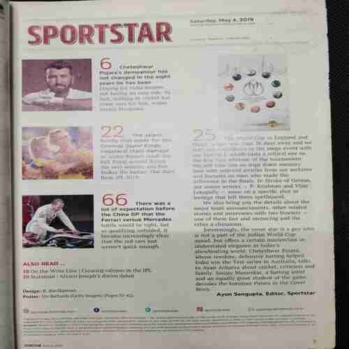 Sportstar (Saturday , May 4 , 2019 ) Poster Missing