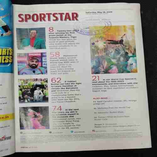 Sportstar (Saturday ,May 18 , 2019) Poster Missing