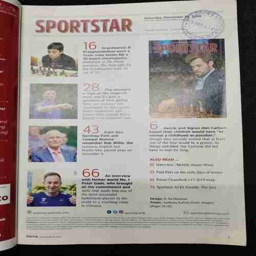 Sportstar (Saturday , December 28 ,2019) Poster Missing