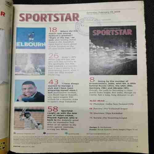 Sportstar (Saturday ,February 23,2019 ) Poster Missing