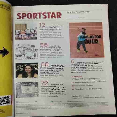 Sportstar (Saturday ,August 25 , 2018) Poster Missing