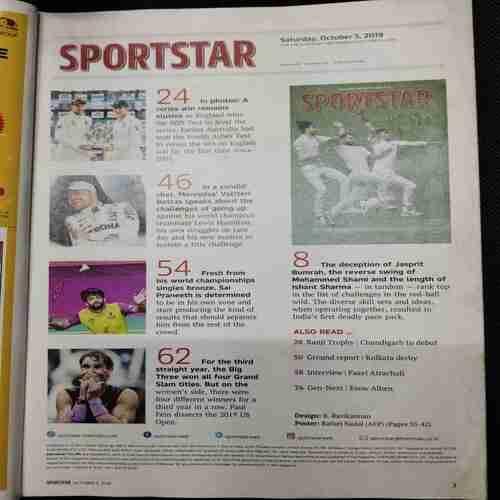 Sportstar (Saturday ,October 5 , 2019) Poster Missing