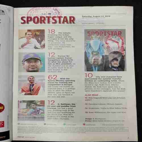 Sportstar (Saturday ,August 24,2019) Poster Missing