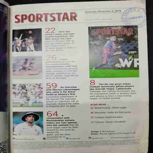 Sportstar (Saturday ,November 2, 2019) Poster Missing