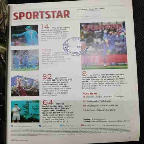 Sportstar (Saturday ,June 29 , 2019) Poster Missing