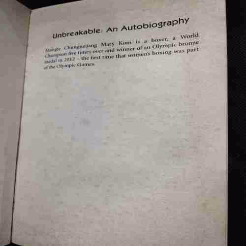 UnBreakable ; An Autobiography (M.C. Mary Kom)(Rs199)
