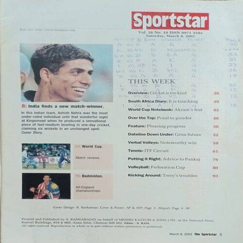 Sport Star ( Saturday, March 8, 2003 ) ( Free Poster Inside )