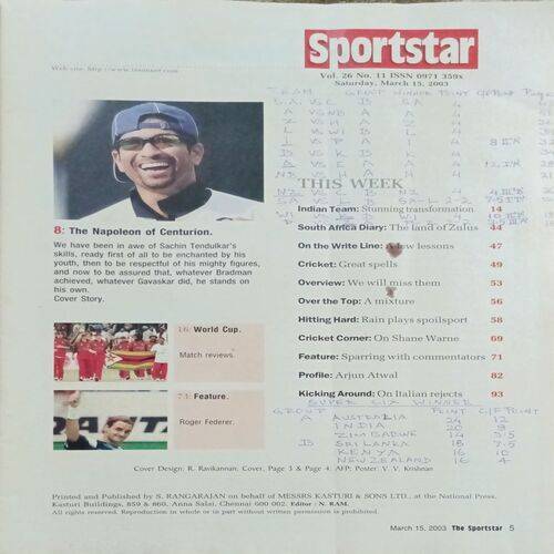 Sport Star ( Saturday, March 15, 2003 ) ( Free Poster Inside )