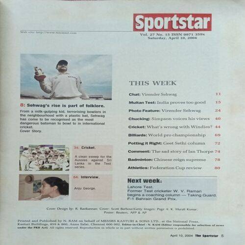 Sport Star ( Saturday, April 10, 2004 ) ( Free Poster Inside )