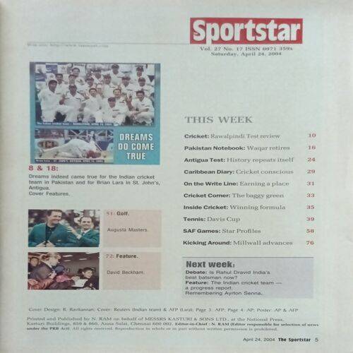 Sport Star ( Saturday, April 24, 2004 ) ( Free Poster Inside )