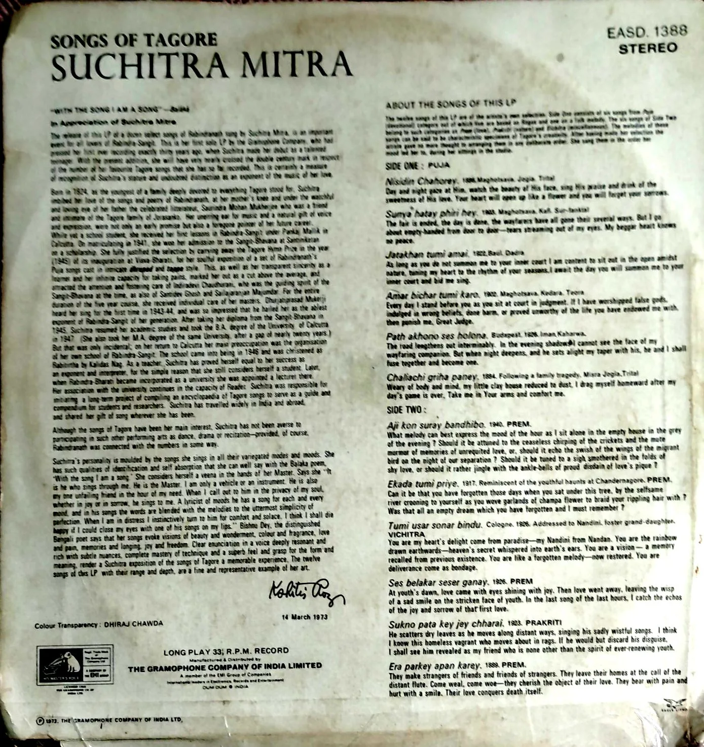 Songs Of Tagore Suchitra Mitra