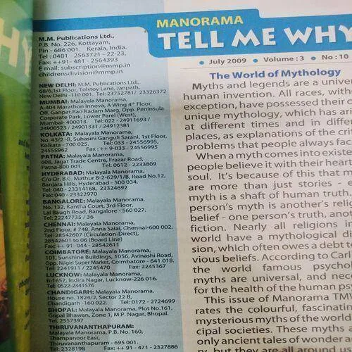 Tell Me Why . Edition :- ( July - 2009 , Vol. 03 , No. 10 ) .