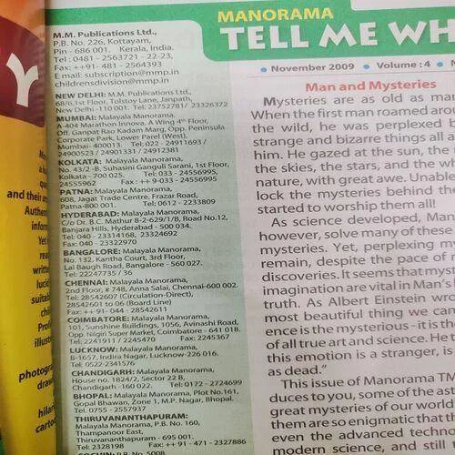 Tell Me Why . Edition :- ( Nov - 2009 , Vol. 04 , No. 02 ) .