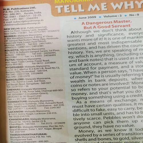 Tell Me Why . Edition :- ( June - 2009 , Vol. 03 , No. 09 ) .