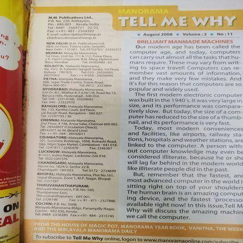 Tell Me Why . Edition :- ( Aug - 2008 , Vol. 02 , No. 11 ) .