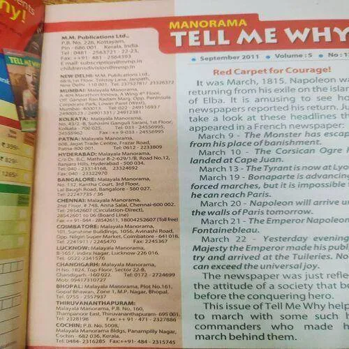 Tell Me Why . Edition :- ( Sept - 2011 , Vol. 05 , No. 12 ) .