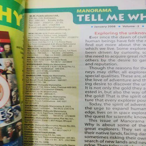 Tell Me Why . Edition :- ( January - 2008 , Vol. 02 , No. 04 ) .