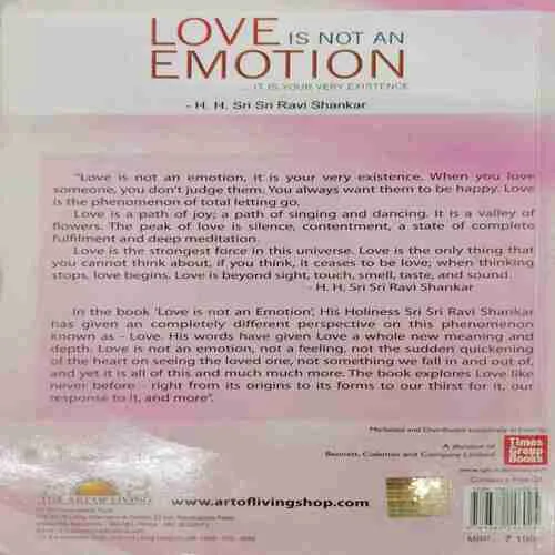 The Art Of Living ; Love Is Not An Emotion By Sri Sri Ravi Shankar (Rs.199)