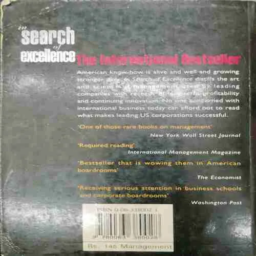 In Search Of Excellence ; Tom Peters And Robert H Waterman Jr (Rs.145)