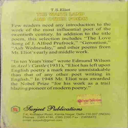 The Waste Land And Other Poems (Rs60)