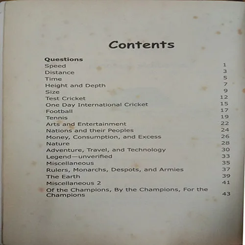 Scholastic Quiz Incredible Records (By Ravi Kapoor)