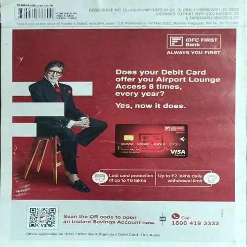 Reader’s Digest ( Condition –Average.  Language – English  Catalog no – #S58A  Name;/strong – Reader’s Digest  Country of Origin – India  Generic Name – Magazine  PS:- After purchase, Customers can request additional images if required subject to the condition that the individual value of the product must be greater than or equal to 500. For the products whose condition is not up to the expectation as per the customer upon verification, the amount will be refunded within 48 hrs. Additional Note:- Only parcel posting will be done. The product will only be sent after the next three working days. The tracking id will be sent to the registered mail.   Note : This is for the kind attention that the product is old and is second hand in nature. Don’t expect the new condition. Plz refrain from buying if in doubt with the condition.  Single piece in stock so hurry!!! )