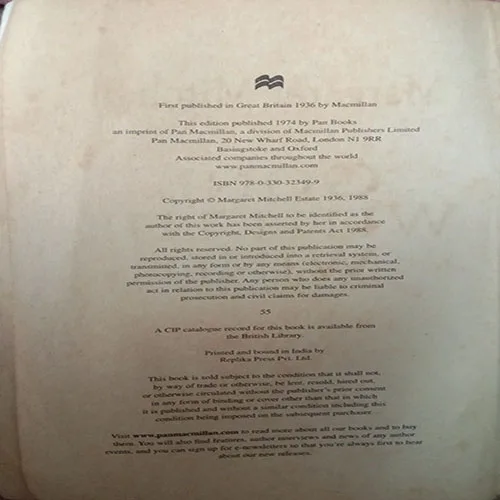Gone With The Wind (By Margaret Mitchell) (No. Of Pages – 1012)