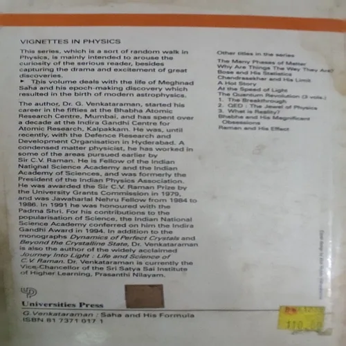 Saha And His Formula ( By G. Venkataraman ) ( Total Pages =194 )