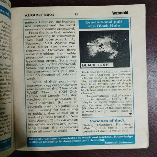 Wisdom (August 2001) (Page No. 31 to 34 Missing )