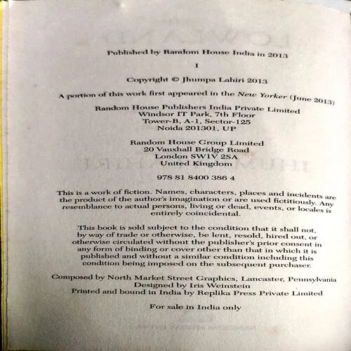 The Lowland  (No. of pages 340)