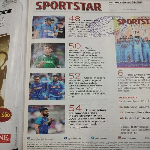 Sport Star . Edition :- ( Saturday , August – 10 , 2019 ). [ Page No. 35 – 42 Is Poster Missing ].