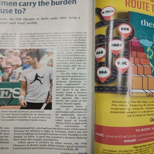 Sport Star . Edition :- ( Saturday , December – 01 , 2018 ). [ Page No. 35 – 42 Is Poster Missing ].