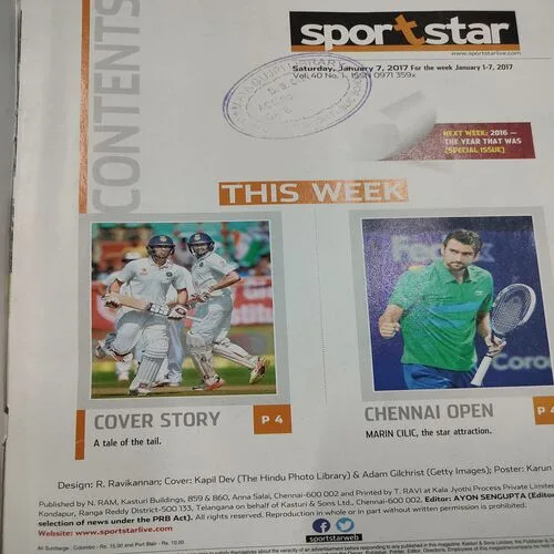 Sport Star . Edition :- ( Saturday , January – 07 , 2017 ). [ Page No. 29 – 36 Is Poster Missing ].