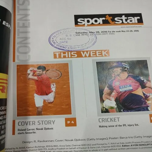 Sport Star . Edition :- ( Saturday , May – 28 , 2016 ). [ Page No. 29 – 36 Is Poster Missing ].