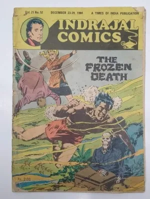 Indrajal Comics, The Frozen Death, Indrajal Comics Vol. 21 No. 52, 1984 vintage comic, rare Indian comic, collectible Indrajal Comics, old comics for sale, vintage Indian comics, classic Indian comic, original Indrajal Comics, retro comic issue, rare comic book India, comic book collectible, Indian superhero comics, Phantom comics India, comic book vintage edition, antique comic book, Indrajal rare edition, vintage graphic novel India, comic book for collectors