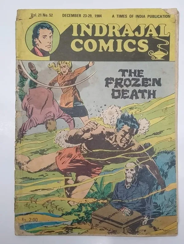 1 Indrajal Comics, The Frozen Death, Indrajal Comics Vol. 21 No. 52, 1984 vintage comic, rare Indian comic, collectible Indrajal Comics, old comics for sale, vintage Indian comics, classic Indian comic, original Indrajal Comics, retro comic issue, rare comic book India, comic book collectible, Indian superhero comics, Phantom comics India, comic book vintage edition, antique comic book, Indrajal rare edition, vintage graphic novel India, comic book for collectors