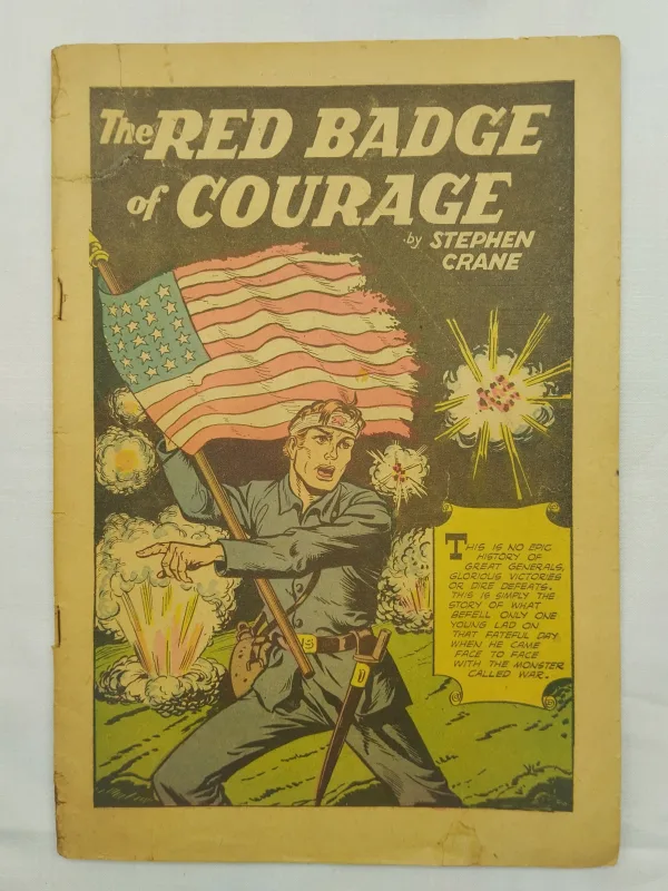 comic books, vintage comics, rare comics, collectible comics, Classics Illustrated, The Red Badge of Courage, Stephen Crane, American Civil War, historical comics, literary adapted comics, classic literature comics, collectible editions, old comics, retro comics, comic collector, comic store, comic sale, comic marketplace, educational comics, war comics, classic stories, collector comics, comic collection, battlefield stories, literature comics, illustrated comic, classic novels, comic auction