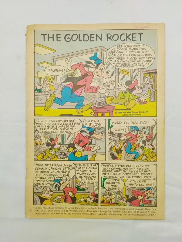 comic books, vintage comics, collectible comics, Disney comics, The Golden Rocket, Mickey Mouse, Woofy, illustrated comic, classic comics, adventure stories, children comics, kids comics, retro comics, comic collector, comic store, comic sale, comic marketplace, educational comics, fantasy comics, collector comics, comic collection, Disney characters, illustrated stories, comic auction, family comics