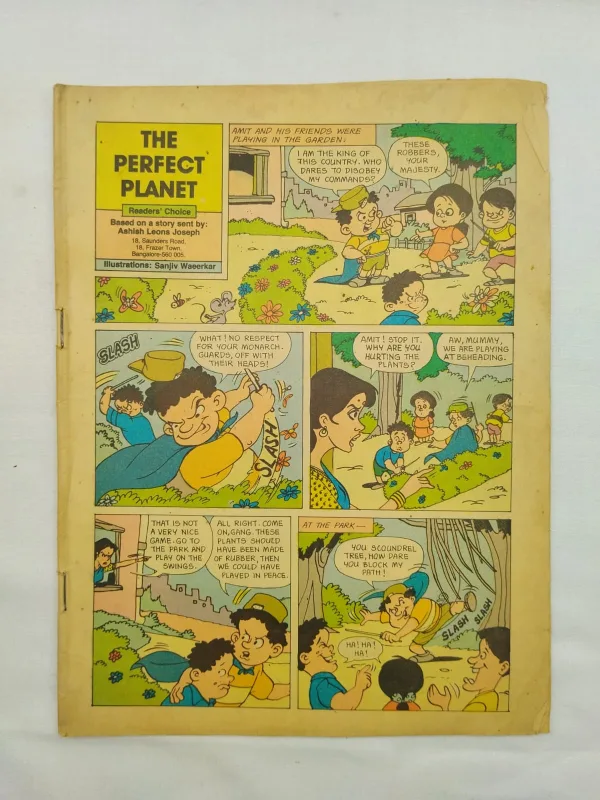 comic books, vintage comics, collectible comics, Tinkle comics, The Perfect Planet, illustrated comic, children comics, kids comics, adventure stories, moral stories, Indian comics, classic comics, old comics, retro comics, comic collector, comic store, comic sale, comic marketplace, educational comics, fable stories, collector comics, comic collection, pop culture, illustrated stories, kids edition, comic auction