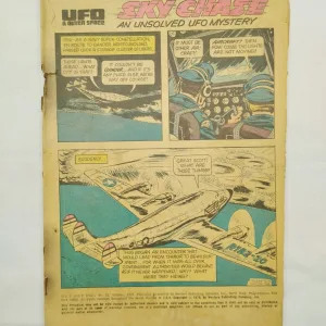 UFO comics, flying saucers, vintage comics, Gold Key comics, sci-fi comics, alien encounters, extraterrestrial mystery, space comics, pulp comics, 1970s comics, collectible comics, classic comics, pop culture, conspiracy comics, unsolved mysteries, abduction comics, retro science fiction, comic collector, rare comics, unexplained phenomena, close encounters, government cover-up, eyewitness accounts, classic sci-fi, paranormal comics, comic book auction, outer space, X-Files, alien legends, ancient aliens, spacecraft mystery