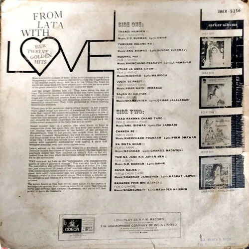 From Lata with love (vinyl cover  )
