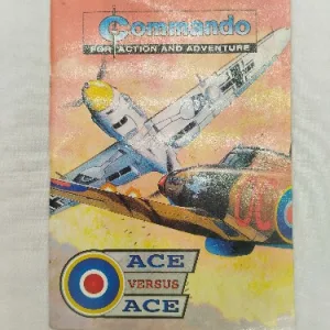 Commando comics, war comics, British comics, aviation comics, fighter pilot, WWII comics, action comic, adventure comic, vintage comics, collectible edition, military comics, dogfight comic, hero comic, pilot duel, graphic novel, classic comic, old comics, rare comic, retro art, historical comic, comic collectors, adventure story, comic library, legendary issue, print comic, comic book, brave heroes, epic duel, combat comic, best comics, air combat, hero pilot, British war story, military hero, WWII adventure, battle comic, war library, print collectors, action adventure, comic value, exclusive cover