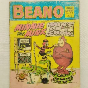 vintage comics, collectible edition, British comics, children’s comics, Beano magazine, Minnie the Minx, mischief comic, classic tales, retro art, exclusive cover, old comics, legendary issue, comic collectors, mischievous heroine, fun for kids, British humor, creative stories, timeless favorite, weekly comic, print comic, best comics, masterpiece, bestseller, limited release, beloved series, childhood favorite, famous character, comic magazine, iconic girl, comic story, famous comics, comic book, cultural icon, trending now, family comic, comic fans, award-winning, unique find, comic value